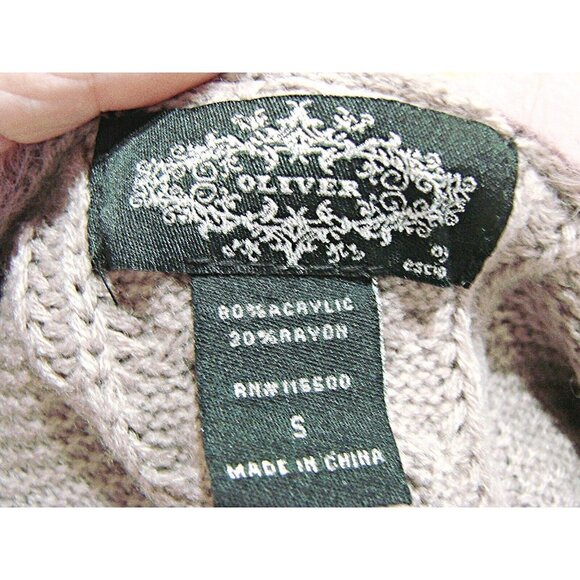 Oliver Faux Fur Knit Cardigan Vest Mauve Blush Pink Hood Open Front Pockets Sz S - Picture 4 of 10